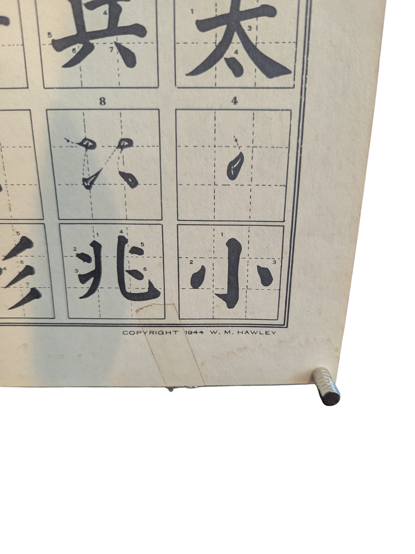 1944 W.M. Hawley “Technique of Chinese Writing” teaching Poster