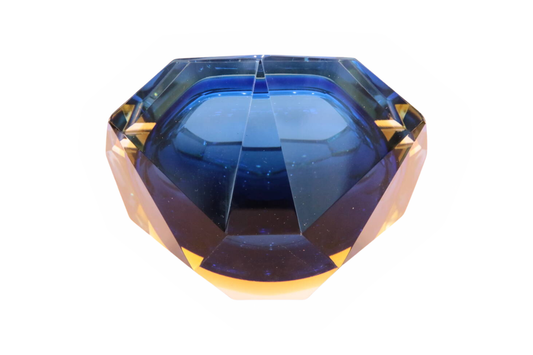 Vintage Murano Sommerso Faceted Glass Ashtray