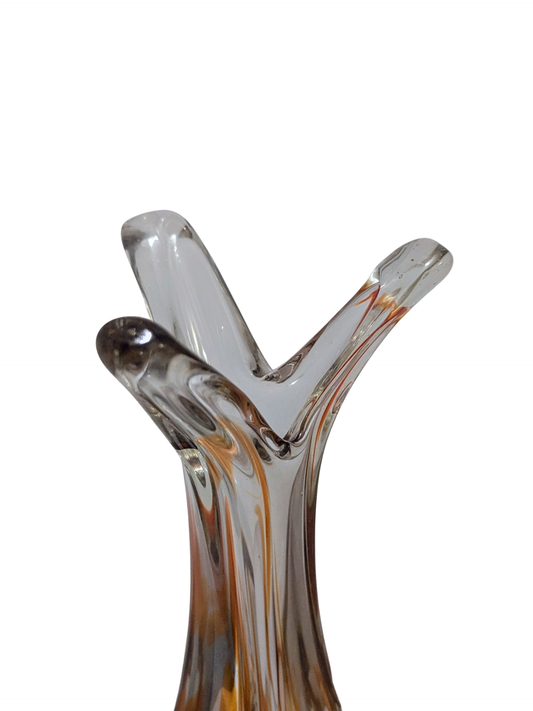 Vintage Italian 1970's Murano clear Glass vase with Color Spots