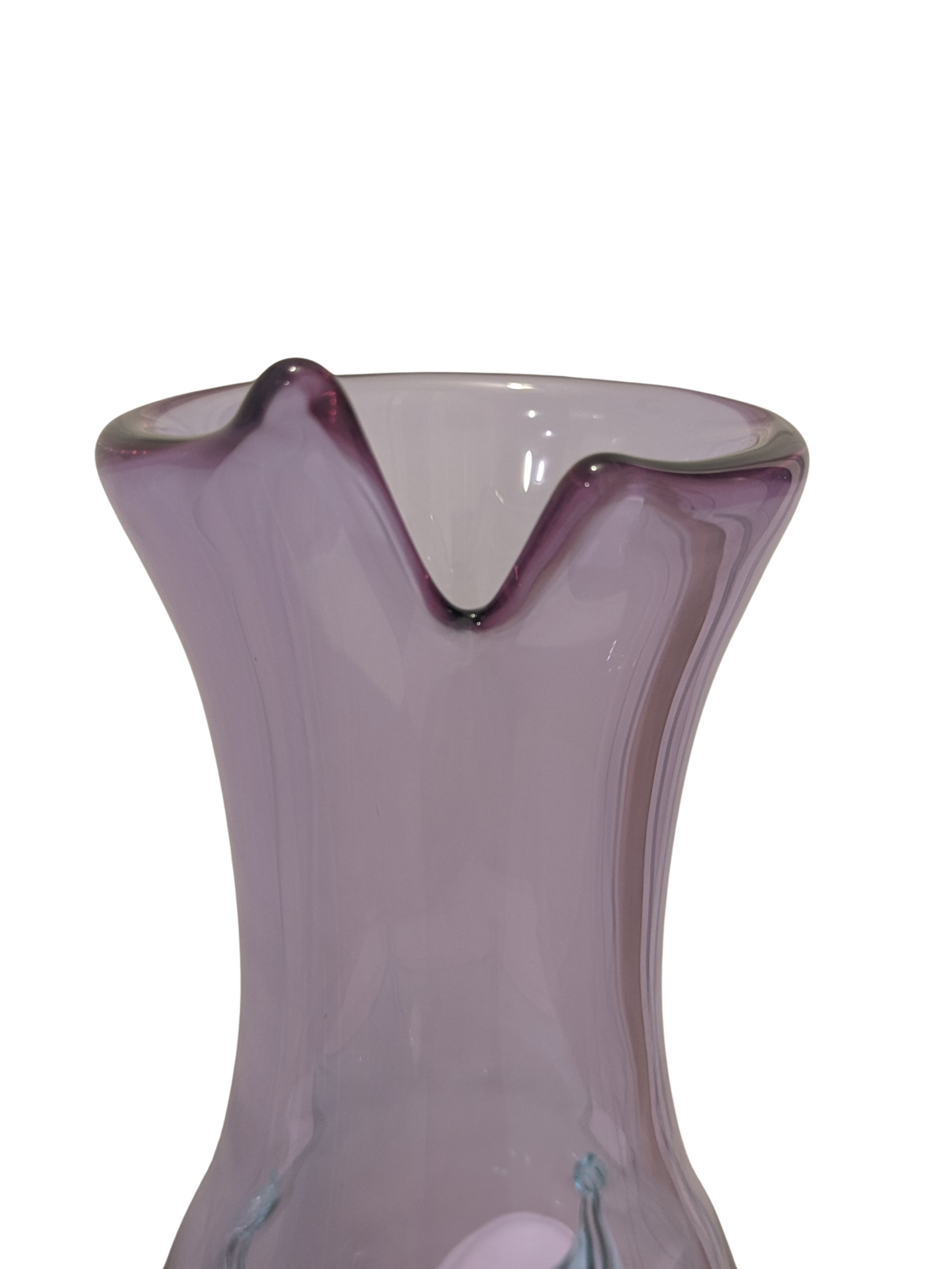 Vintage Czech Studio Art Glass Vase – Lavender & Aqua Mid Century Modern