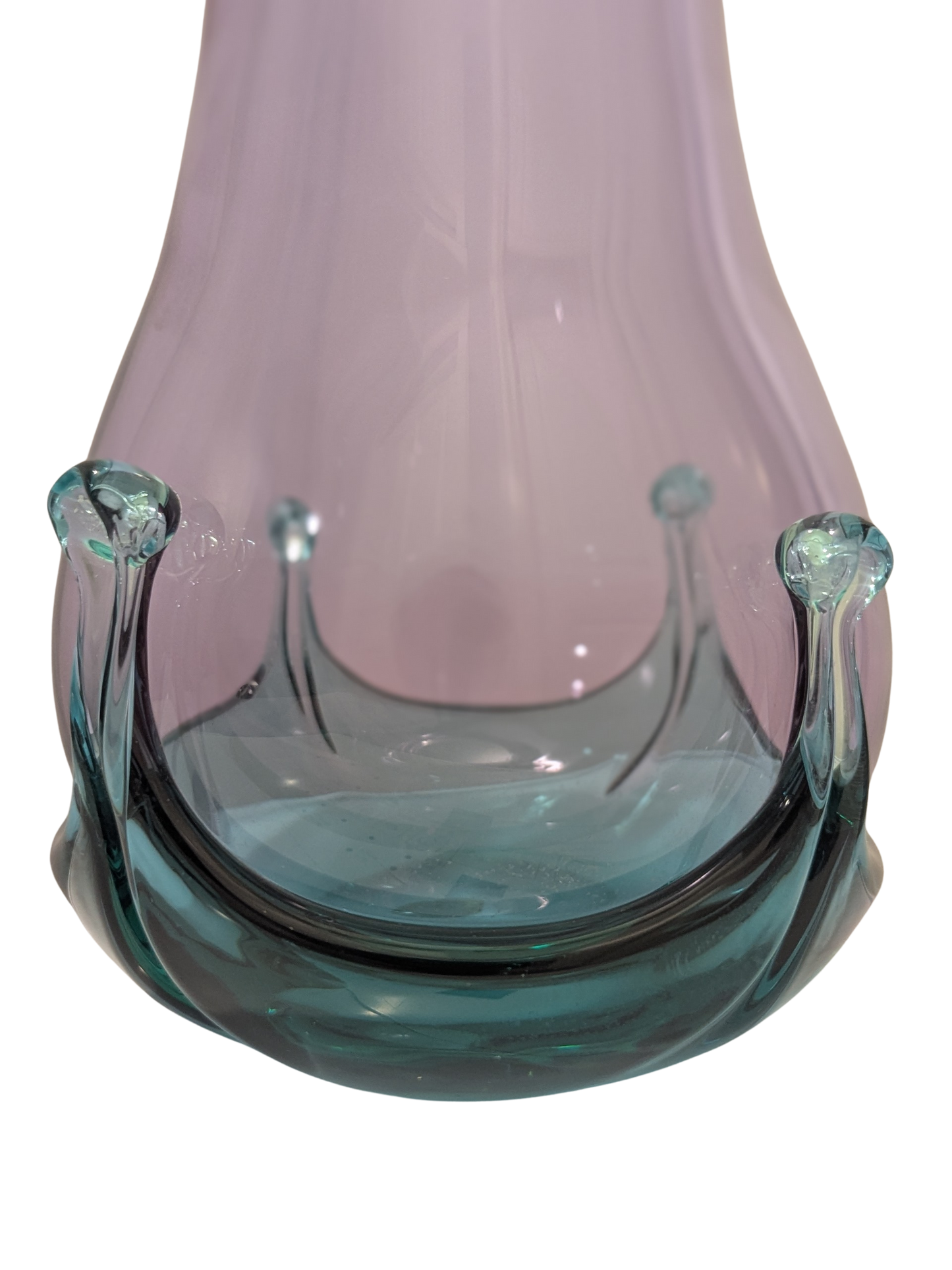 Vintage Czech Studio Art Glass Vase – Lavender & Aqua Mid Century Modern