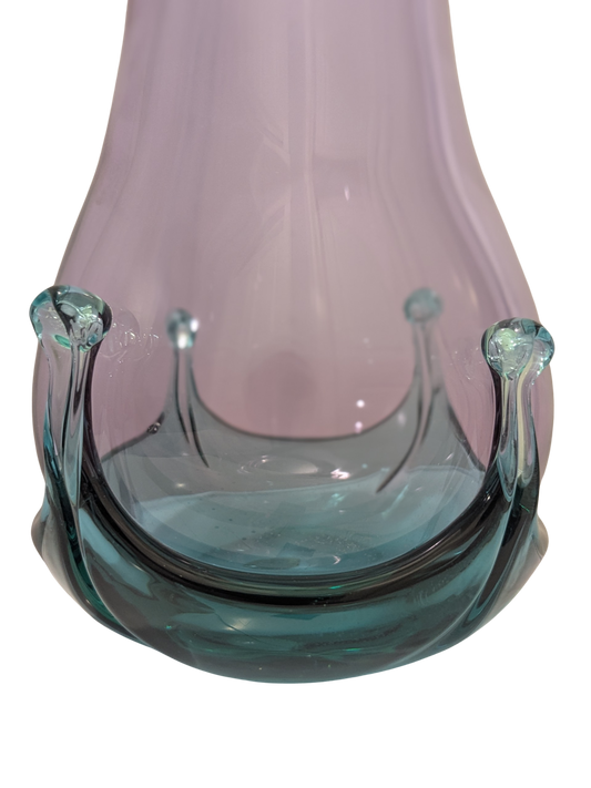 Vintage Czech Studio Art Glass Vase – Lavender & Aqua Mid Century Modern