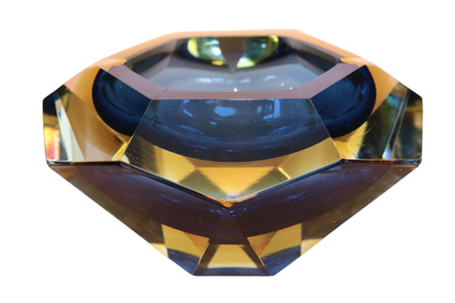Vintage Murano Sommerso Faceted Glass Ashtray