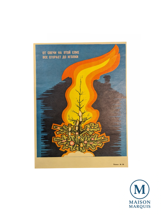 1980's Soviet Fire Safety Poster — “A Candle on This Tree Burns Everything to the Needles
