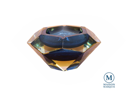 Vintage Murano Sommerso Faceted Glass Ashtray