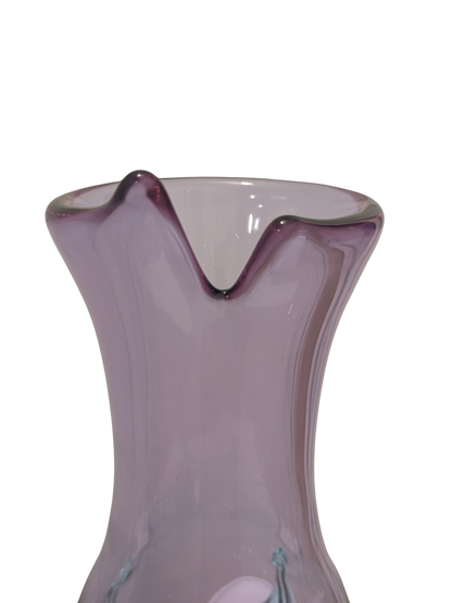 Vintage Czech Studio Art Glass Vase – Lavender & Aqua Mid Century Modern