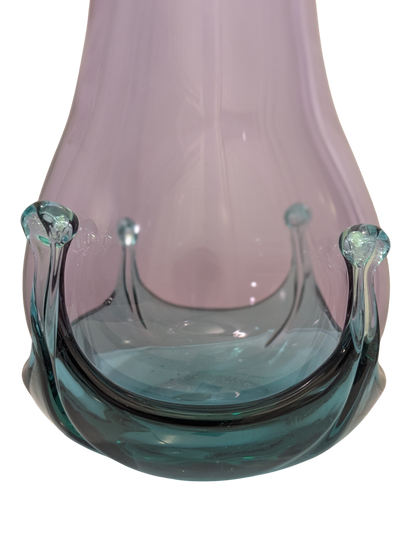 Vintage Czech Studio Art Glass Vase – Lavender & Aqua Mid Century Modern